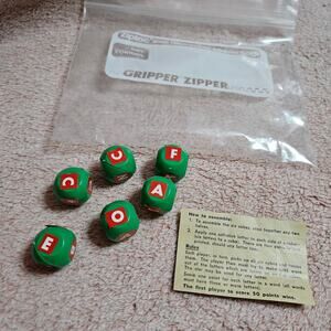 Vintage 1950s 'Skat' Word Dice Game with Plastic Letter Cubes and Rules *No Box"